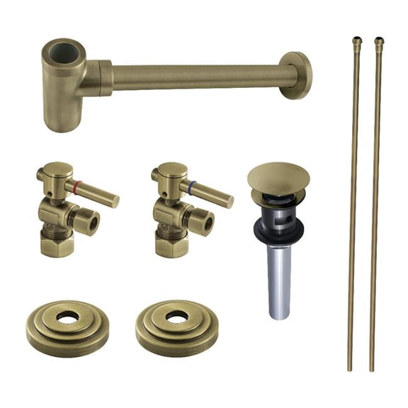 4.81 in. Plumbing Sink Trim Kit with Bottle Trap & Overflow Drain, Antique Brass