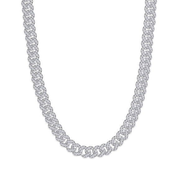 4.00 Ct Lab Created Moissanite Diamond 6MM Width Cuban Link Chain Necklace For Men In 14k White Gold Over 925 Sterling Silver 16" Length(Color G-H,Clarity VVS1, 4.00 Ct)