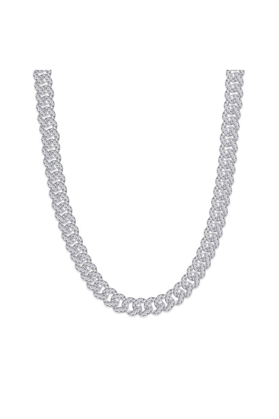 4.00 Ct Lab Created Moissanite Diamond 6MM Width Cuban Link Chain Necklace For Men In 14k White Gold Over 925 Sterling Silver 16" Length(Color G-H,Clarity VVS1, 4.00 Ct)