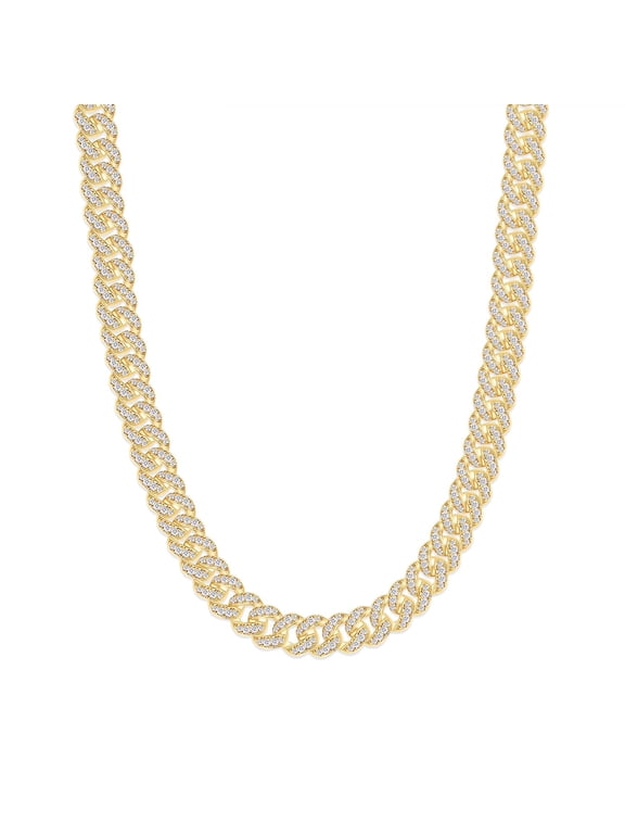 4.00 Ct Lab Created Moissanite Diamond 6MM Width Cuban Link Chain Necklace For Men In 14k Yellow Gold Over 925 Sterling Silver 16" Length(Color G-H,Clarity VVS1, 4.00 Ct)