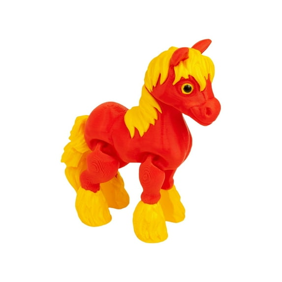 4.84 inch 3D Printed Horse Models Movable Legs Flexible Joint Animal Figurines Stress Relief Fidget restlessness Surprise Fantasy Gifts (C,Red)