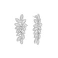 thumbnail image 1 of 4.84Cttw Baguette & Round Diamond Leaf Statement Drop Earrings 18K White Gold, 1 of 6