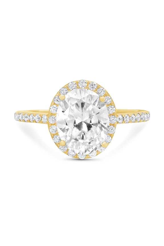 4.85 ct Oval Cut Genuine Cultured Diamond VS1-VS2 I-J 14K Yellow Halo Gold Promise Wedding Statement Engagement Designer Ring size 10.5