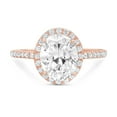 thumbnail image 1 of 4.85 ct Oval Cut Genuine Cultured Diamond VS1-VS2 J-K 18K Rose Halo Gold Promise Wedding Statement Engagement Designer Ring size 3.5, 1 of 7