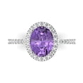 thumbnail image 1 of Halo Engagement Ring for Women - 2.27ct Simulated Alexandrite in 14K White Gold Promise Ring, 1 of 6
