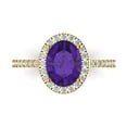 thumbnail image 1 of Solitaire with Accents Engagement Ring for Women - 2.27ct Natural Amethyst in 14K Yellow Gold Promise Ring, 1 of 6