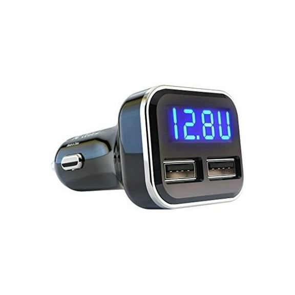 4.8A 24W Dual USB Car Charger Volt Meter Car Battery Monitor with LED Voltage & Amps Display, Cigarette Lighter Adapter, USB Cigarette Lighter Adapter, Compatible for iPhone 15/15 Pro Max