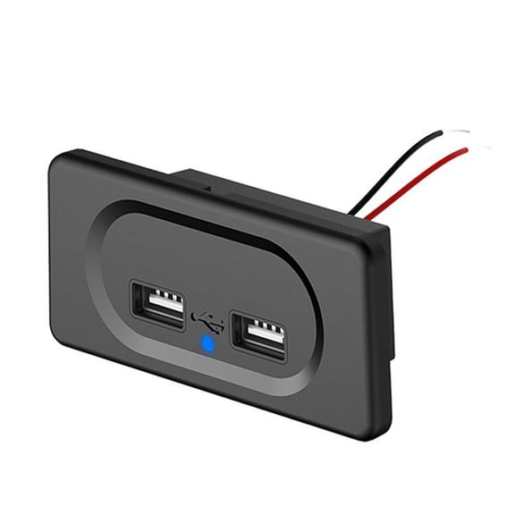 4.8A Dual-USB Car Charger Socket 12V 24V for Auto Truck ATV Boat RV Bus Power-Adapter Outlet LED Light,1 x USB Charger Socket 2 x Screws,Black