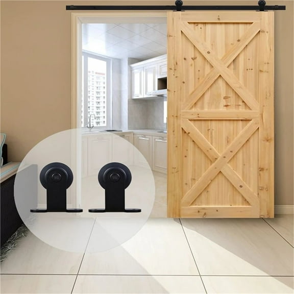 4-8FT T Style Sliding Barn Single Door Hardware Track Kit ,Ideal for Multiple Rooms