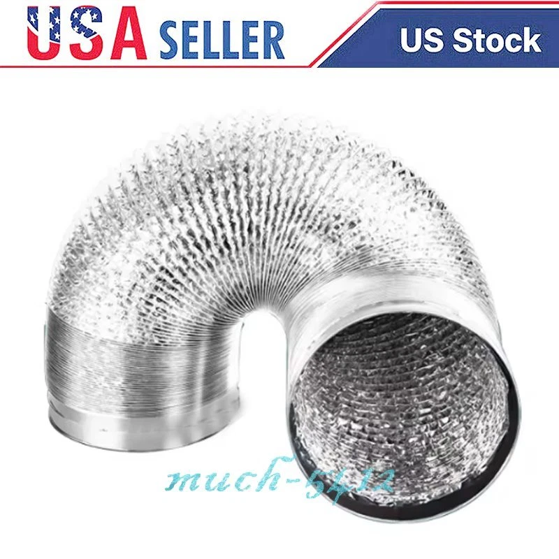 4" 8Ft Ducting Non-Insulated Air Aluminum Foil Duct For Dryer Vent Hose Exhaust