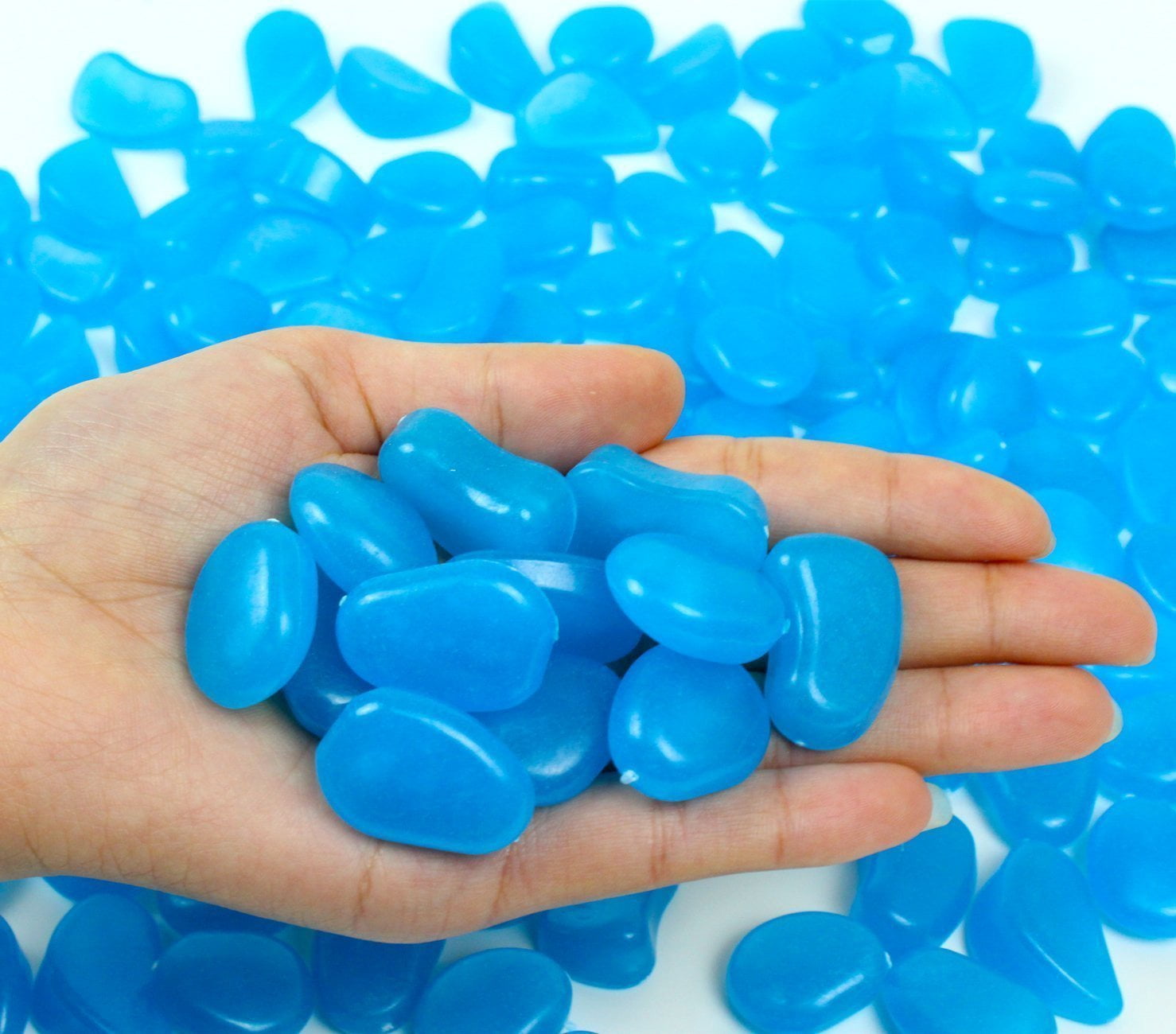 4.8Lbs 1100Pcs Glow in The Dark Stones Pebbles Blue Glow Rocks ...