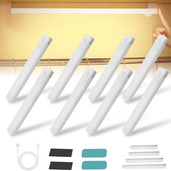 4/8Pack Punch-Free Smart Sensor Magnetic Rechargeable Led Lights, Motion Sensor Light Indoor (8PCS Warm light, 30cm)