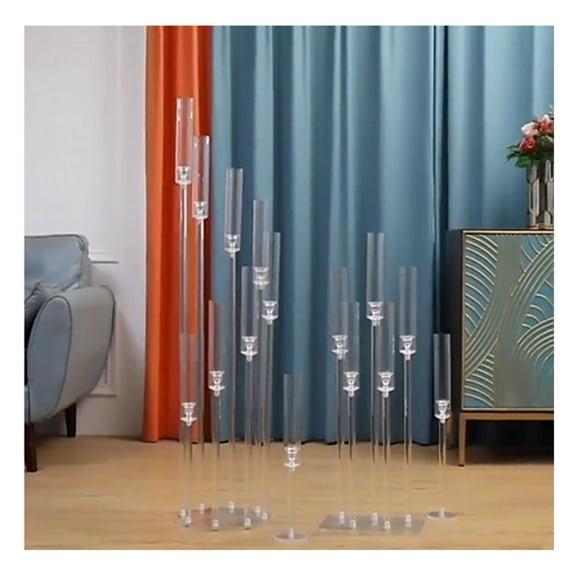 4/8Pcs Acrylic Candelabra Set with 5-Arm, Clear Wedding Party Centerpiece for 0.87" Flicker LED Candles, Enhance Festive Atmosphere Table Decor for Romantic Dinner Special Events