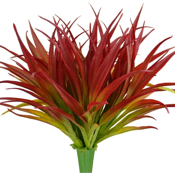 4/8Pcs Artificial Grass Plants Outdoor UV Resistant Fake Faux Greenery Stems for Home Window Garden Office Patio Pathway Front Porch Garden Décor