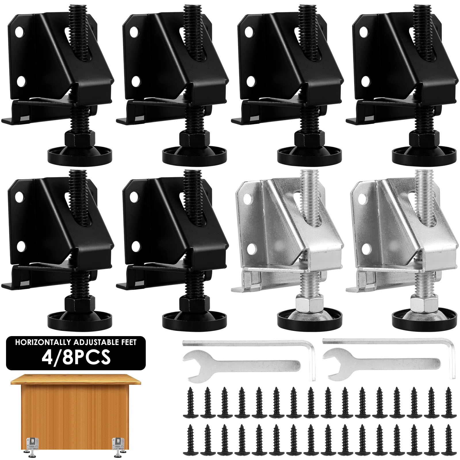 4/8Pcs Furniture Leveling Feet 0-2inch Adjustable Height Heavy Duty ...