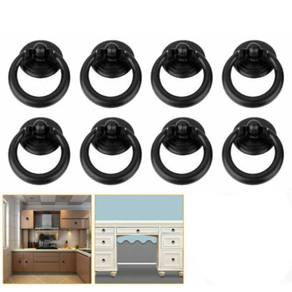 4/8Pcs Ring Pull Handle Cabinet Knob Drawer Dresser Cupboard Drop Zinc Alloy