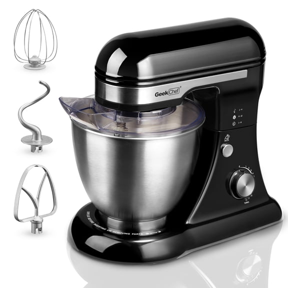 4.8QT Tilt Head Stand Mixer 12 Speed Electric Food Mixer Stainless Steel Bowl Dough Hook Whisk Beater Black
