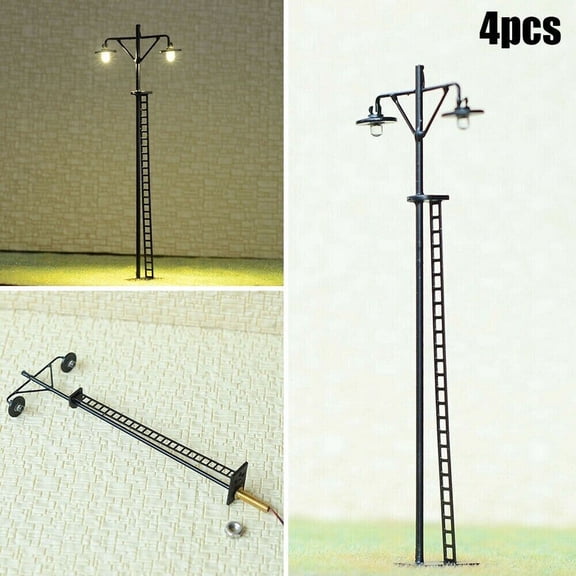 4/8X HO Scale LED Yard Light Model Train Railroad Street Station Lamp Post Decor