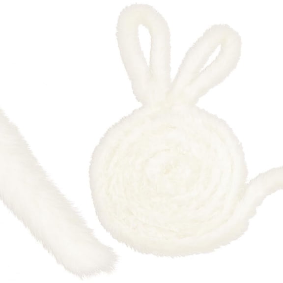 4.8m Artificial Rabbit Fur Trim 5cm Beige Fluffy Fur Strips Christmas Fur Furry Craft Ribbon Costume Material Trimming for DIY Sewing Crafts Capes Hats Edging Shoes Embellishment for DIY