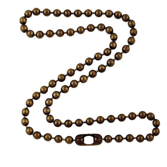 4.8mm Large Antique Brass Ball Chain Necklace with Extra Durable Color Protective Finish - 20 Inches