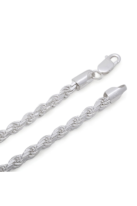 4.8mm Solid .925 Sterling Silver Twisted Rope Chain Necklace, 21.5 inches