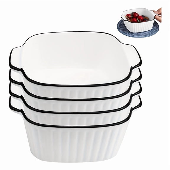 4/8pcs 13oz Ceramic Baking Dishes Set, Microwave & Dishwasher Safe