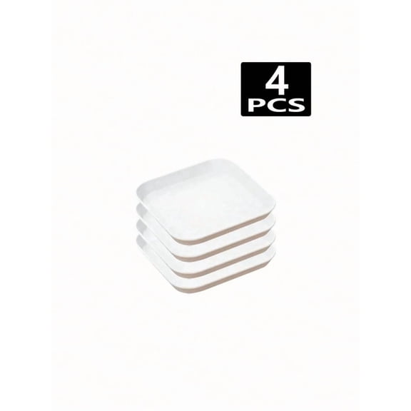 4/8pcs White plastic square plate spit bone plate dessert plate reusable suitable for family camping picnic restaurant