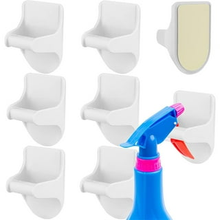 16 Pcs Spray Bottle Holder Wall Mount Spray Bottle Hanger White Adhesive  Bottle Hooks for Cabinet Plastic Spray Bottle Rack Organizer to Create