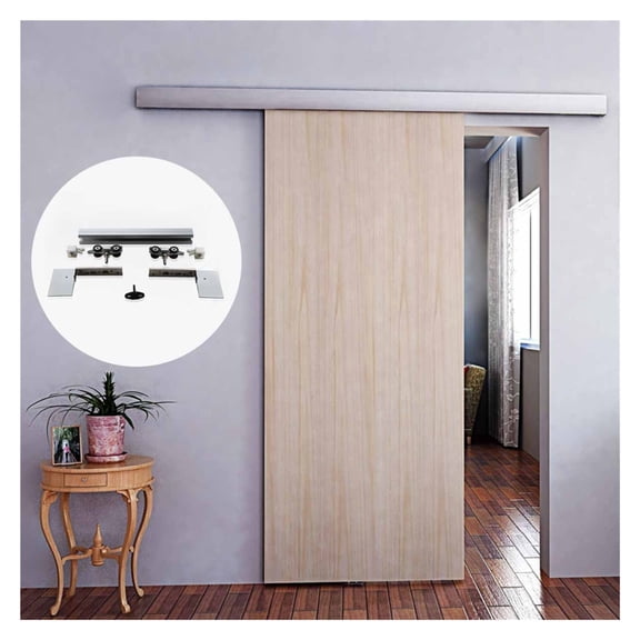 4.9/6/6.6/7.2/8.2FT Aluminium Alloy Frameless Wood Barn Sliding Door Hardware ,Easy to Install