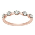 thumbnail image 1 of 4/9 Ct Round Cut Lab Created Moissanite Diamond Five Stone Engagement Wedding Band Ring In 10K Solid Rose Gold(G-H Color,VVS1 Clarity,0.45 Cttw)-6, 1 of 8