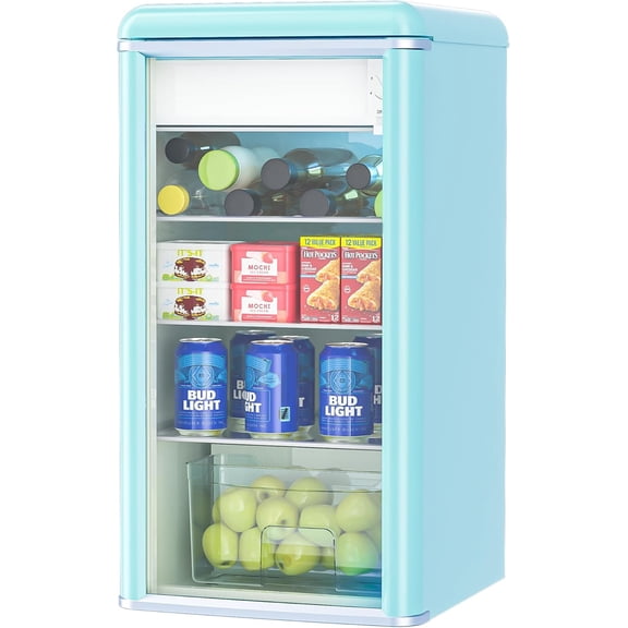 4.9 Cu.Ft Retro Beverage Cooler Double Glass Door Fridge - Holds 120 Cans,8-liter freezing space 5 Temp Settings Adjustable Shelves, Quiet 42dB - Perfect for Kitchen, Bar, Dorm
