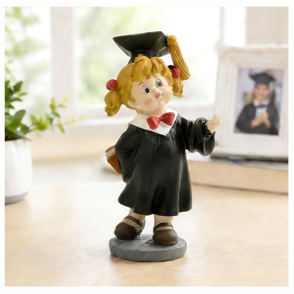 4.9 Inch Resin Kindergarten Graduation Figurine for Girls - Preschool & Elementary Keepsake, Graduation Party Table Decor