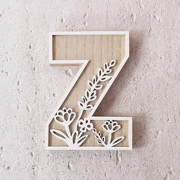 4.9 Inch Wooden Letters for Wall Decor, Flowered Paintable Wooden Letters for Crafts Wood Alphabet Letter for Birthday Boho Sign Wedding Home Decoration Happy Day!