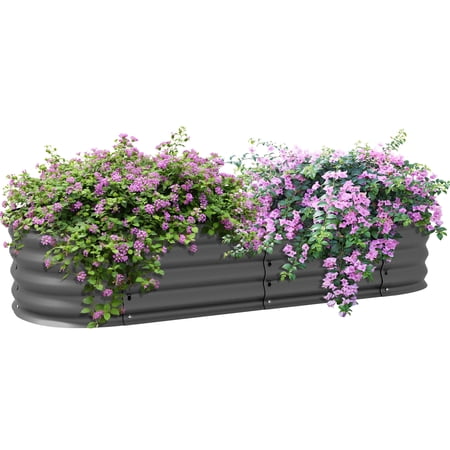 4.9' x 2' x 1' Galvanized Raised Garden Bed Kit, Metal Planter Box with Safety Edging, Dark Gray