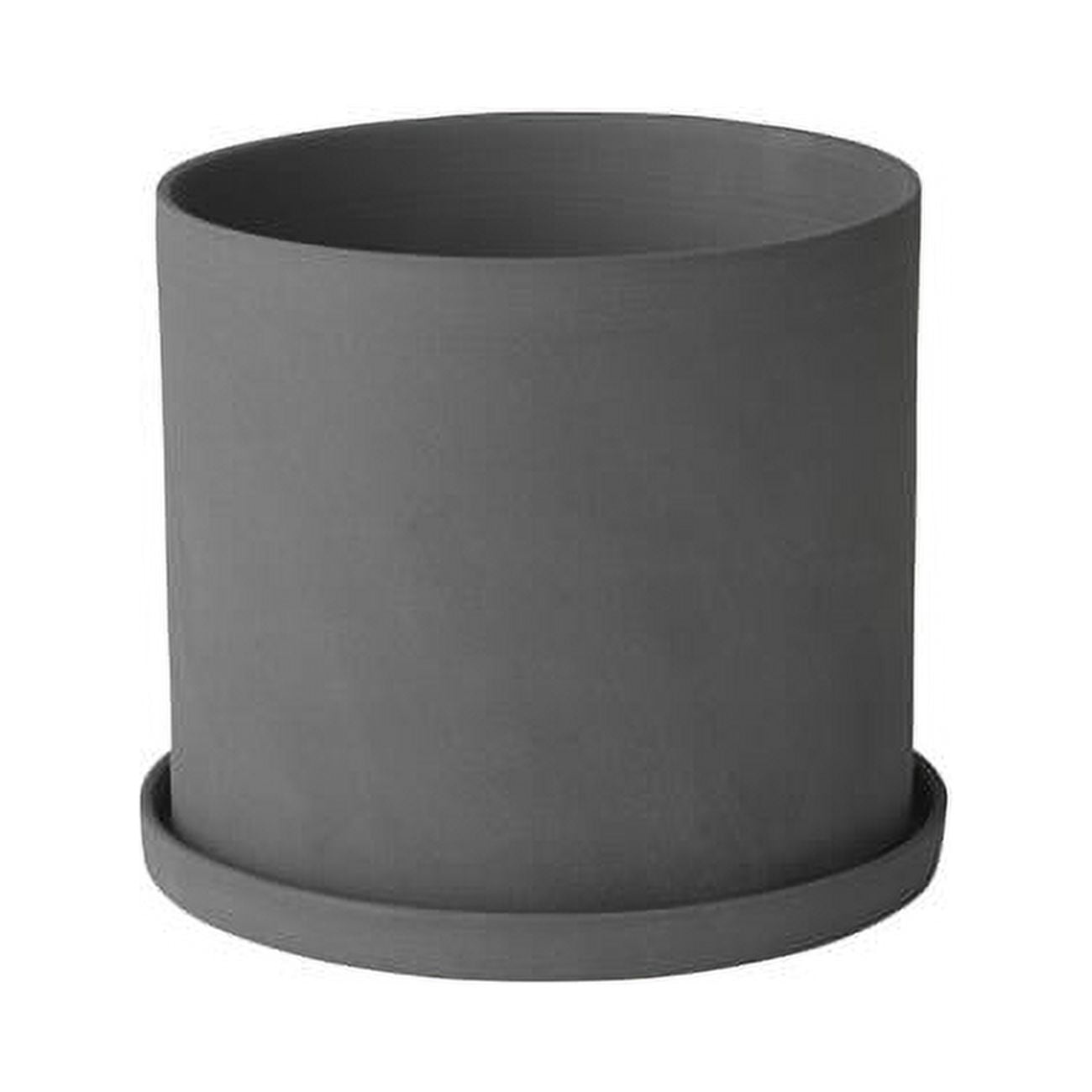 Nona Matte Pewter Porcelain Round Herb Planter Set