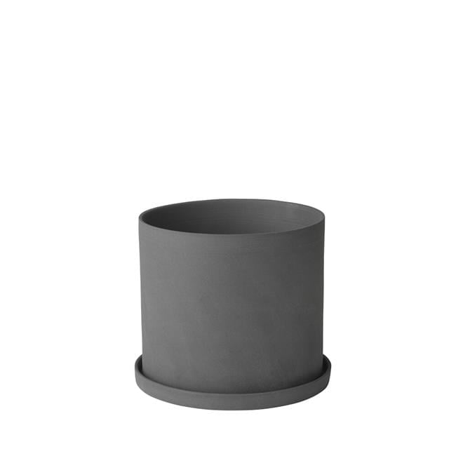 Nona Matte Pewter Porcelain Round Herb Planter Set
