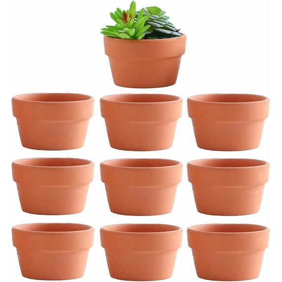 4.92 Inch Shallow Pots,Ceramic Clay Cactus/succlent Container with Drain Hole,Small unglazed Planter for Indoor/Outdoor Plants, Crafts,10PCS