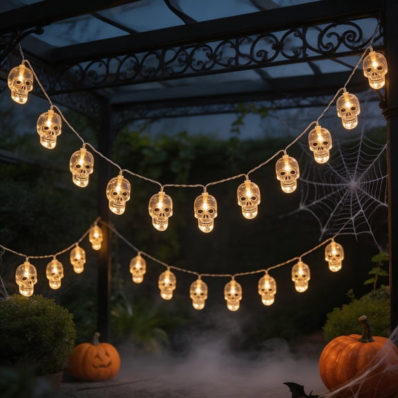 4.92FT Halloween Skull String Lights USB Powered Skull LED Lights Spooky Skeleton Head Decorative Lights For Indoor Outdoor Halloween Party House
