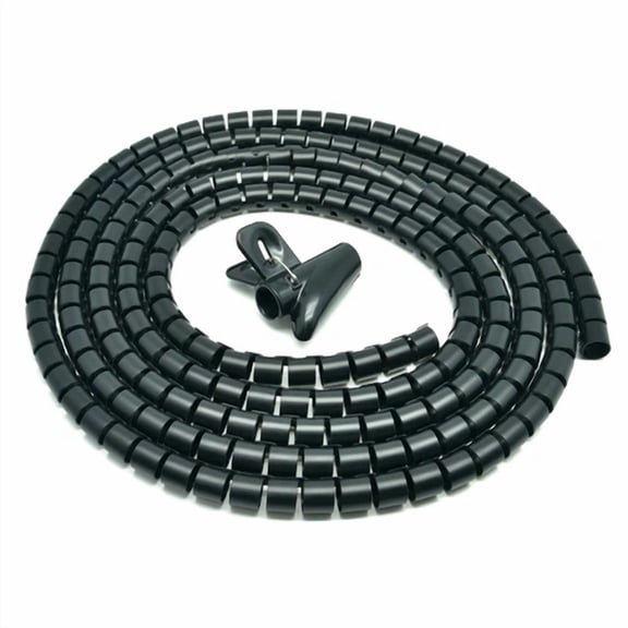 4.92Ft X 1.2 Spiral Cable Wire Zip Wrap Tube Tubing Computer Manage Cord Black