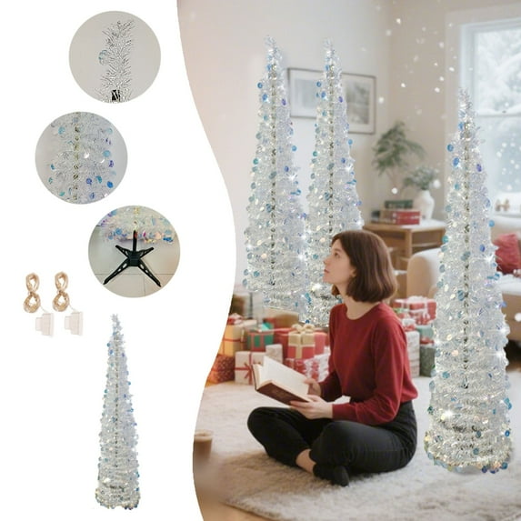 4.92ft Christmas Tree, Christmas Tree Festival Lights Atmospheres Folding Decoration Party Christmas Tree Mini Christmas Trees