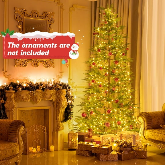 4.92ft Pre-Lit Sparse Christmas Tree, Simulated Artificial Cypress Christmas Tree with 100 Warm-White LED Lights, Foldable Stand, Holiday Xmas Tree for Home, Office Decoration, Green, 59.06in/150cm