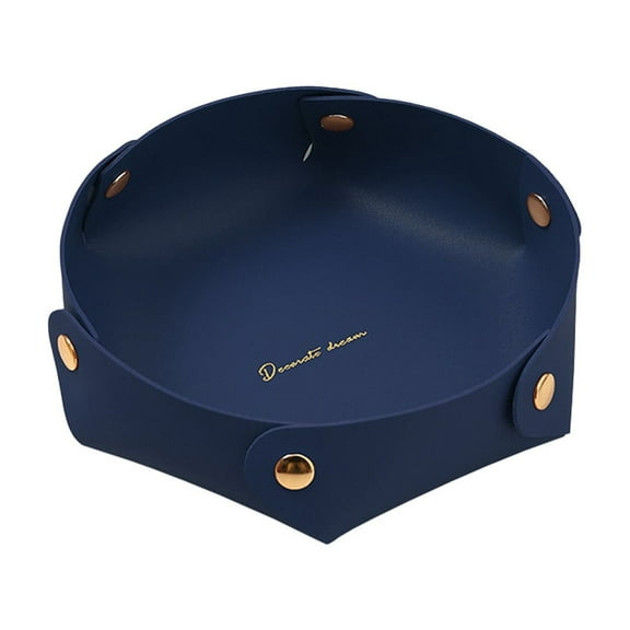 4.92in Faux Leather Foldable Storage Tray | Multipurpose Desk Vanity Organizer | Entryway/Office Small Item Holder