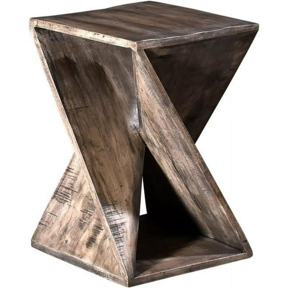 4.94 ft. Bengal Manor Mango Wood Grey Twist Square End Table