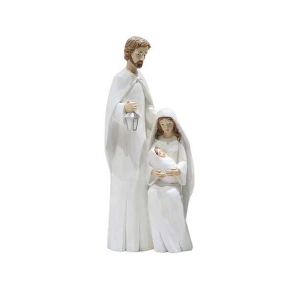 4.96 Inch Christmas Nativity Figurine Mary and Child Statue Resin Holiday Decoration Xmas Imitation Wood Carving Tabletop Decor Seasonal Gift