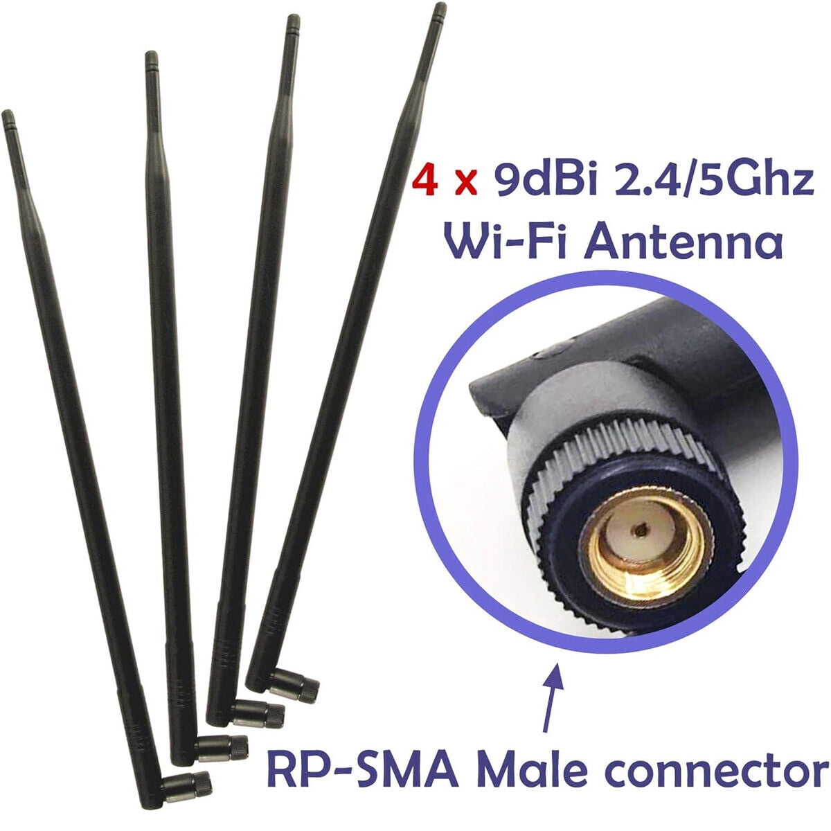 4  9DBI omnidirectional WiFi antenna 2.4GHz~5.8GHz frequency range SMA connector outdoor security camera