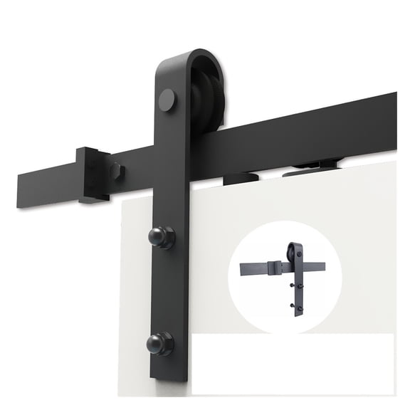4.9FT/6FT/6.6FT/8FT Carbon Steel Rustic Interior Sliding Wood Barn Door Hardware Track Kit ,Smooth Sliding