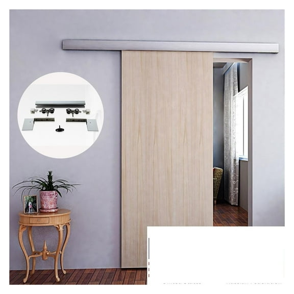 4.9FT/6FT/6.6FT Aluminium alloy brushed interior wood barn sliding door hardware hidden track with Decorative Cover ,Easy to Install