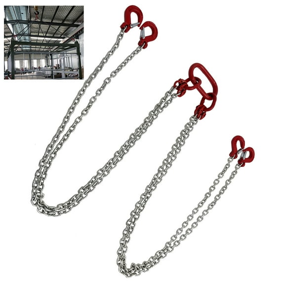 4.9FT Chain Sling Manganese Steel Galvanized Hoist 4 Leg Grab Hooks Commercial Home