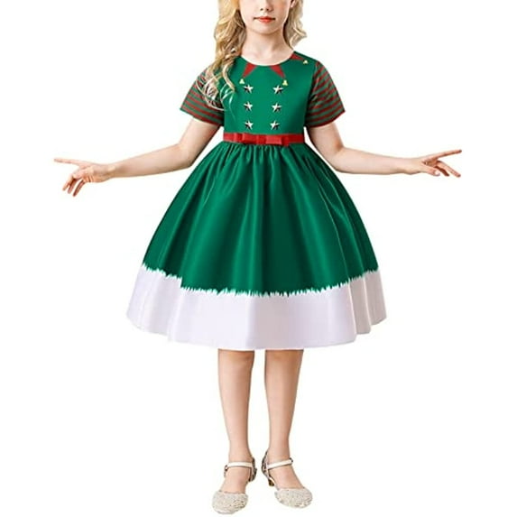 4-9T Girls Christmas Princess Gown Dress Ugly Xmas Swing Party Casual Dress