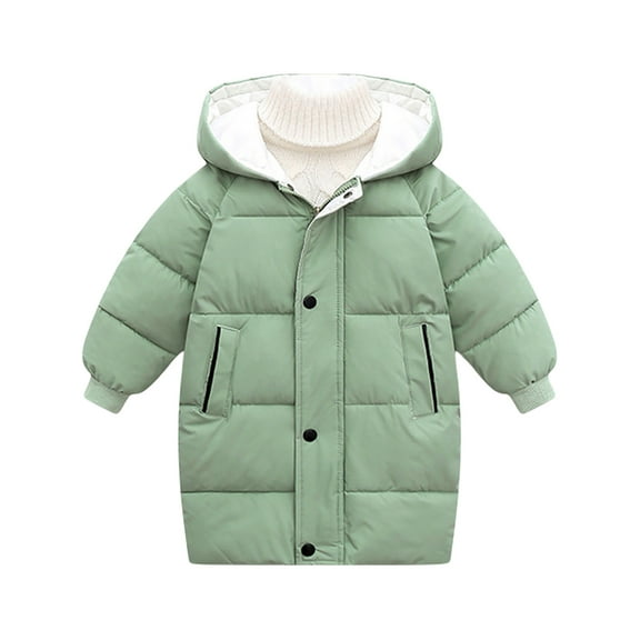 4-9T Little Girls Boys Thickened Down Jacket Long Winter Coat Hooded Puffer Outerwear